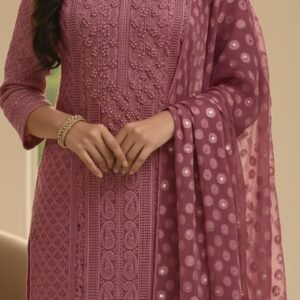 Embroidered & Sequin Work Georgette Unstitched Salwar Material Set