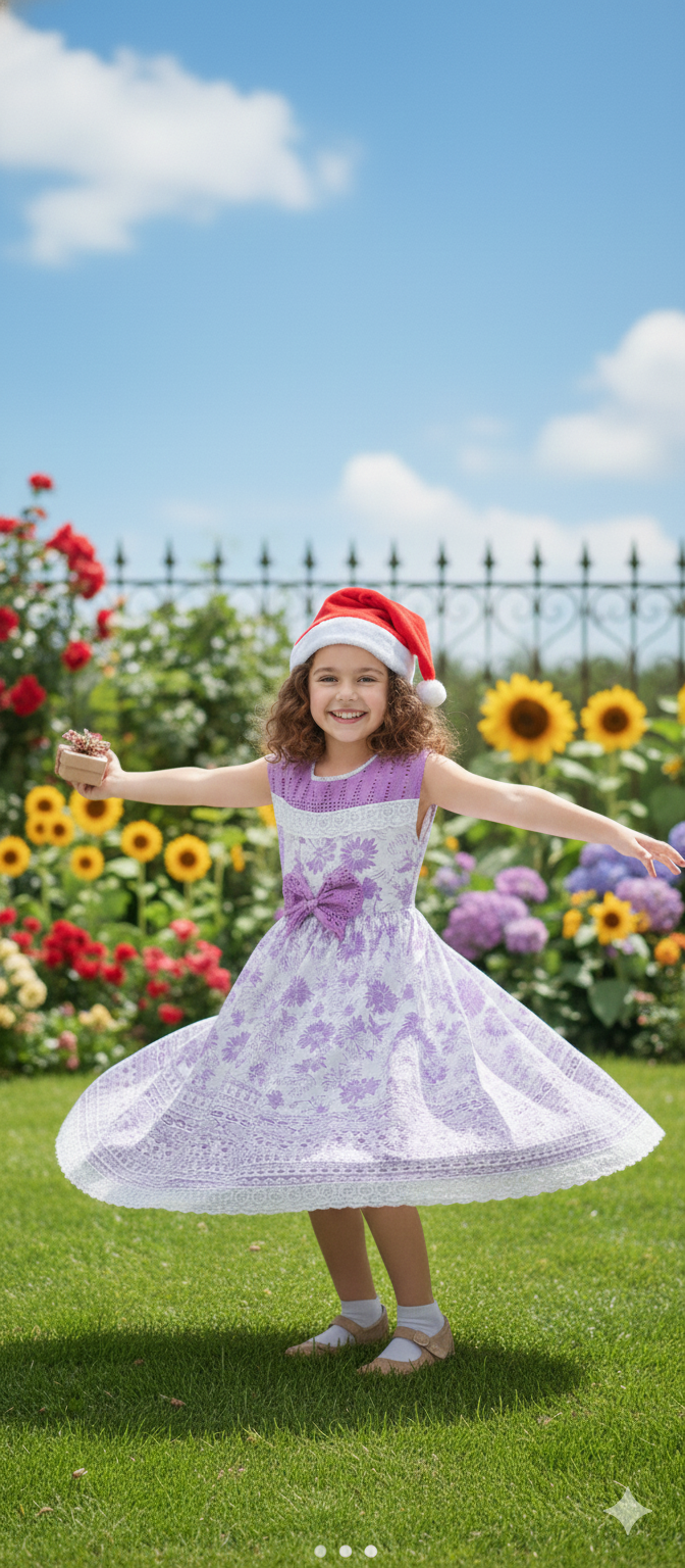 Girls Hakoba Cotton Dress – Floral Summer Wear for Kids - Image 2