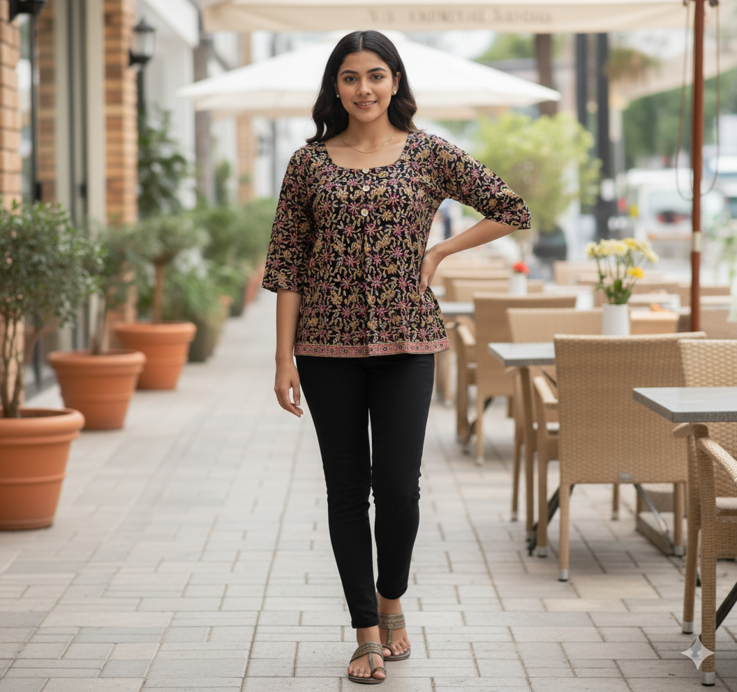 Floral Cotton Printed Top - Image 3
