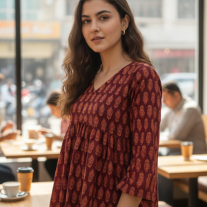 Printed Cotton Flared Top
